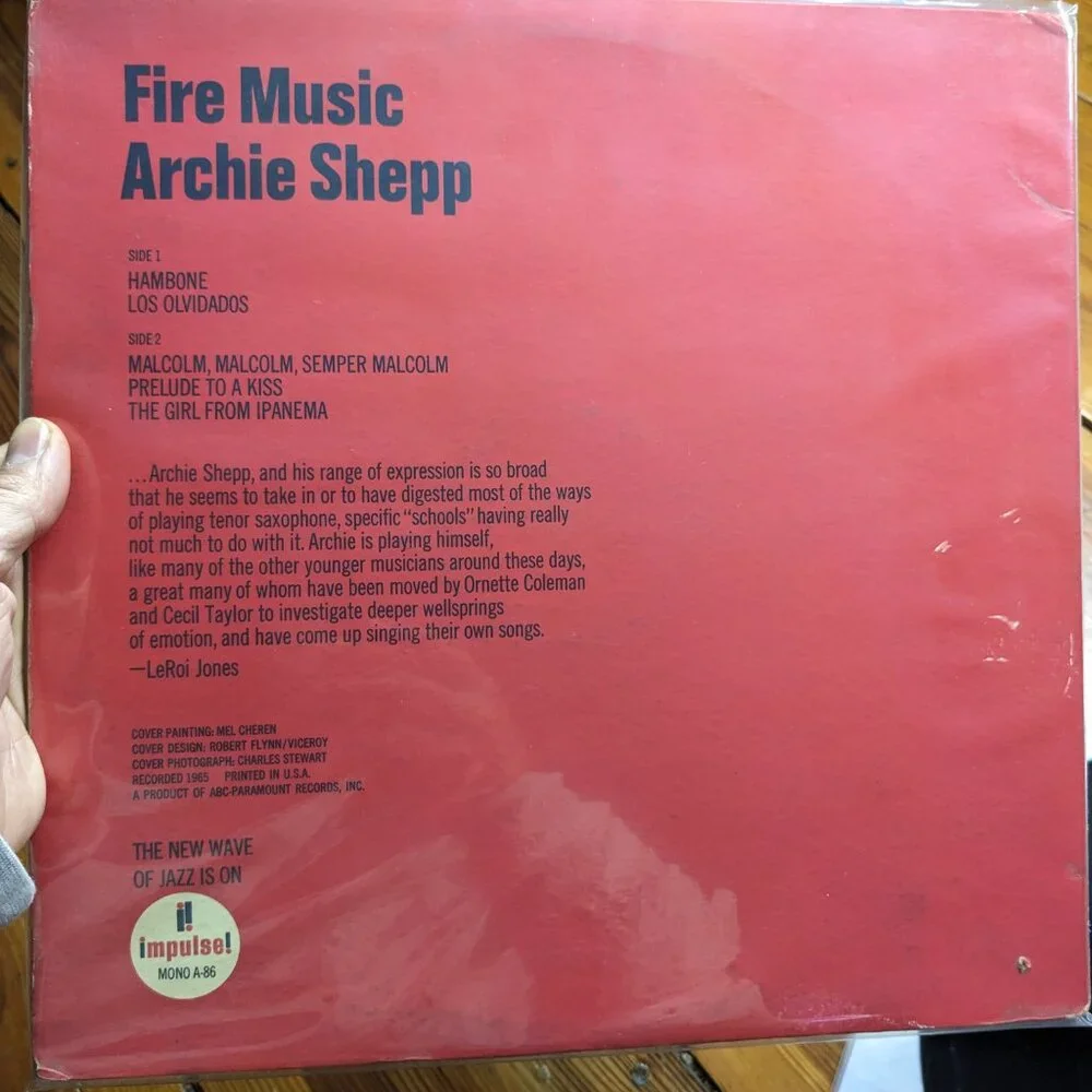 ARCHIE SHEPP - FIRE MUSIC (1965 OG MONO) & MARION BROW VG+ - Picture 6 of 16